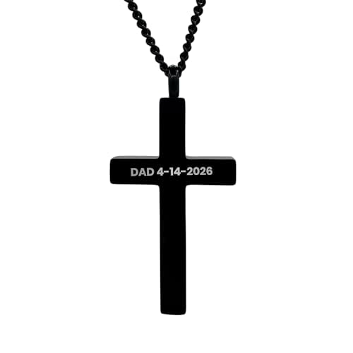 Personalized Cremation Urn Necklace Jewelry for Ashes with Lobster Clasp, Curb Chain, Extender, Funnel Kit, Custom Keepsake Necklace for Human Remains and Cremains - color: Cross