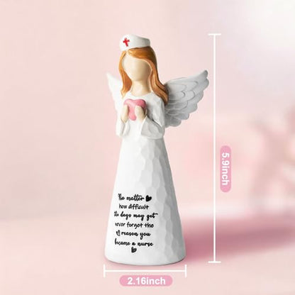 Angel Nurses Figurine for Women, Gifts for Nurse Women, 5.9" Resin Figurine Gift for Nursing Students, Graduates & Healthcare Professionals, Hand-Painted Statues, Birthday Mother's Day - color: White Nurse