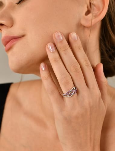 YL Celtic Knot Rings 925 Sterling Silver Twisted Knot Ring Birthstone Infinity Statement Jewelry for Women-size5 - color: 07-ruby-Jul