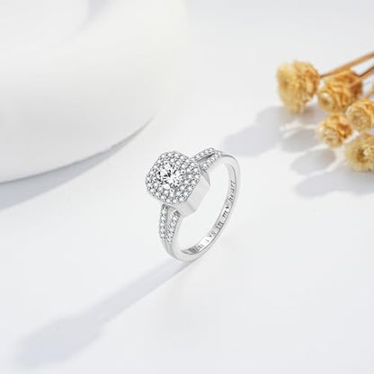 S925 Sterling Silver Urn Rings for Ashes for Women Cremation Jewelry for Ashes with Square Diamond Memorial Keepsake for Loved Ones