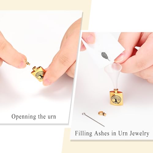Oinsi Beer Bottle Cremation Jewelry for Ashes Stainless Steel Cylinder Tube Memorial Urn Necklace Keepsake Pendant Jewelry for Human Ashes with Filling Kits - color: B-Gold