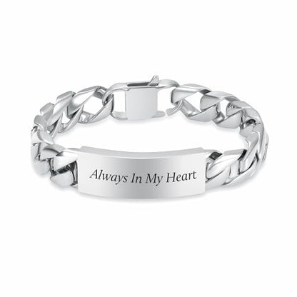 zeqingjw Men Urn Bracelet for Human Ashes Stainless Steel Cremation Jewelry Cuban Link Bangle for Ashes Keepsake Memorial Ash Holder Urn Keepsake Bracelet - color: Silver-22CM