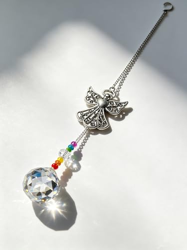 Memorial Crystal Suncatcher,Unique Sympathy Gifts for Loss of Loved One Crystal Sun Catcher,Rainbow Maker Bereavement Box for Loss of Mom Son Daughter Husband (Angel)