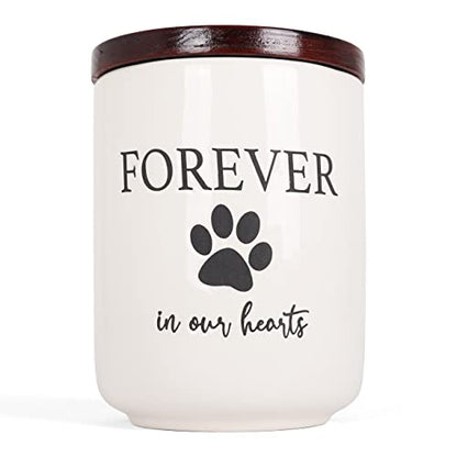 Ceramic Pet Urn - Paw Print Dog & Cat Urns - Keepsake for Ashes - Pet Cremation Box (50 lb) - size: 50 lb