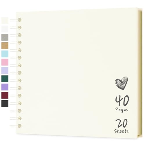 Scrapbook Photo Album 8"x8" 20 Sheets 40 Pages Hardcover Kraft Paper Cream - color: Cream, size: 8"x8" 20 Sheets