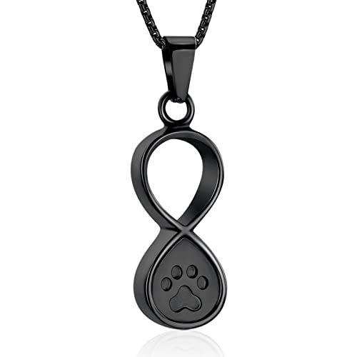 Oinsi Infinity Love Pet Cremation Jewelry for Ashes of Dog/Cat Funeral Keepsake Urn Necklace Pendant Memorial Jewellery - color: A-Black