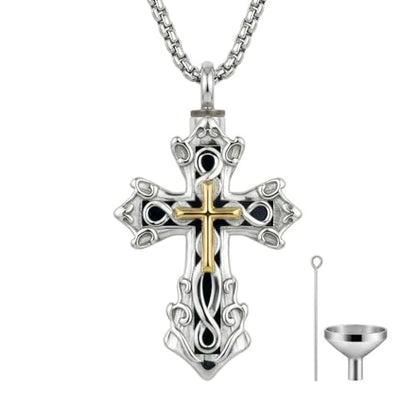 925 Sterling Silver Celtic Cross Urn Necklace for Ashes | Memorial Keepsake Cremation Catholic Jewelry for Men Women - color: Silver-4