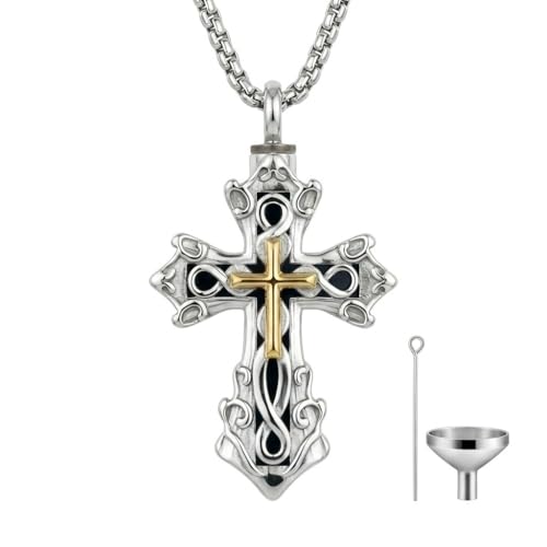 925 Sterling Silver Celtic Cross Urn Necklace for Ashes - color: silver-d