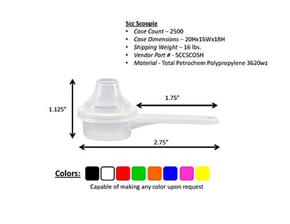 Measuring Scoop & Funnel - No Cap Open Spoons 5-Pack 5cc | Universal open design measuring spoon, Built-in funnel neck pour spout, Quick access cup for coffee powders and baking - size: 5 cc | 1 Teaspoon | 1/3 Tablespoon | 5 mL