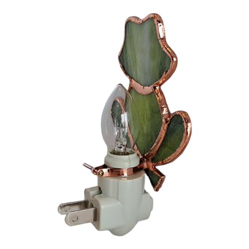 Gift Essentials Green Frog Plug-in Night Light - Stained Glass Nightlight | Green Frog Stained Glass Plug-in Nightlight with On/Off Rocker Switch. Includes One 4-Watt Replaceable Warm-Glow Bulb. - color: Frog