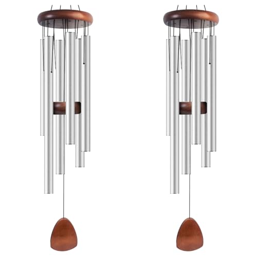 Bursvik 37" Aluminum Wind Chimes for Outside (2 Pack Silver) - color: Silver, size: Classic 2 Pack 37"