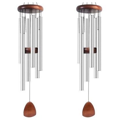 Bursvik 37" Aluminum Wind Chimes for Outside (2 Pack Silver) - color: Silver, size: Classic 2 Pack 37"