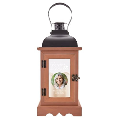 Let's Make Memories Personalized Memorial Lantern - Sympathy - Condolences - in Memory - LED Candle - Automatic Timer - Wood/Metal - in Our Hearts - style: In Our Hearts