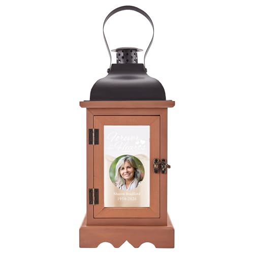 Let's Make Memories Personalized Memorial Lantern - Sympathy - Condolences - in Memory - LED Candle - Automatic Timer - Wood/Metal - in Our Hearts - style: In Our Hearts