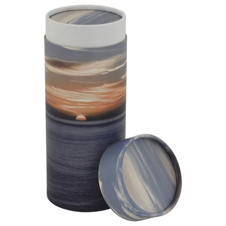 Ocean Sunset Scattering Tube - Small, Biodegradable Cremation Urn for Ashes, Small Sized Cremation Urn, 9 Inches High - size: Small