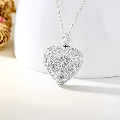 SOULMEET Cremation Jewelry for Ashes, Sterling Silver Urn Necklace for Ashes Women Men, Cherish Memories Cremation Jewelry to Keep Someone Near to You - color: M2-White gold tree