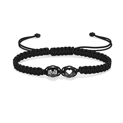 Cremation Jewelry Heart Ball Urn Bracelet for Ashes Adjustable Bangle Rope Braided Bracelet Stainless Steel Memorial Bracelets Keepsake Jewelry Gifts for Women Girls - color: Dad