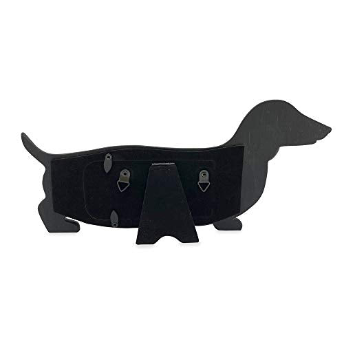 Isaac Jacobs Double 2x2 Resin Sentiments Dog Shaped Picture Frame - Black | Photo Gift for Pet Puppy, Tabletop, Desktop & Wall Display (2x2, Black) - color: Black