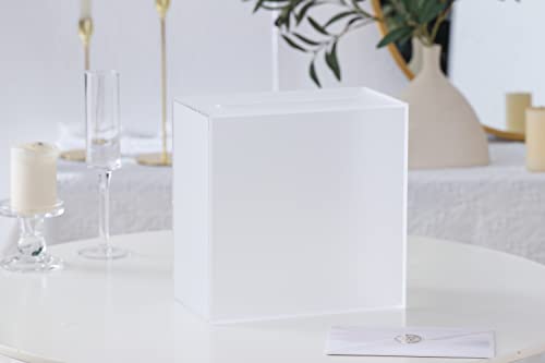 UNIQOOO Frosted Acrylic Wedding Card Box with Slot, Thick DIY Large 10x10x5.5 inch w/No Print, Wedding Receptions Wishing Well Money Box, Birthday, Memory Box, Suggestion Boxes, Acrylic Ballot Box - color: Frosted w/ No Print
