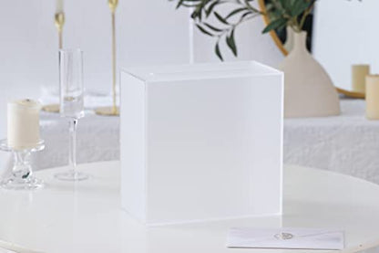 UNIQOOO Frosted Acrylic Wedding Card Box with Slot, Thick DIY Large 10x10x5.5 inch w/No Print, Wedding Receptions Wishing Well Money Box, Birthday, Memory Box, Suggestion Boxes, Acrylic Ballot Box - color: Frosted w/ No Print