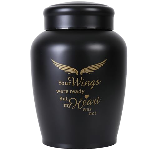 Large Cremation Urns for Ashes Adult Male Female | Black Angel Decorative Burial Urns for Women and Men, Funeral Memorial Urn (Holds Up to 180 LBS) - size: Large