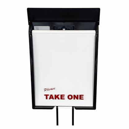 Sanzo Specialties Outdoor Brochure Box on a Stake 46 inch tall - Holds 250 8.5 x 11 Documents and 60 Business Cards, Flyer Literature Yard Dispenser (Black, Pack of 2) - color: Black, size: Pack of 2