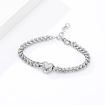 Heart Urn Link Bracelet for Ashes for Women Stainless Steel Cremation Jewelry Adjustable Keepsake Bangle Memorial Gift - color: A