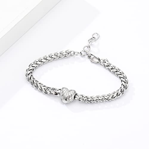 Heart Urn Link Bracelet for Ashes for Women Stainless Steel Cremation Jewelry Adjustable Keepsake Bangle Memorial Gift - color: A