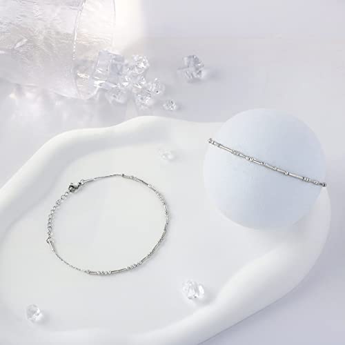 Morse Code Bracelets for Women, Gold Silver Stainless Steel Beads Bracelets - style: B*d*ss bestie-Silver