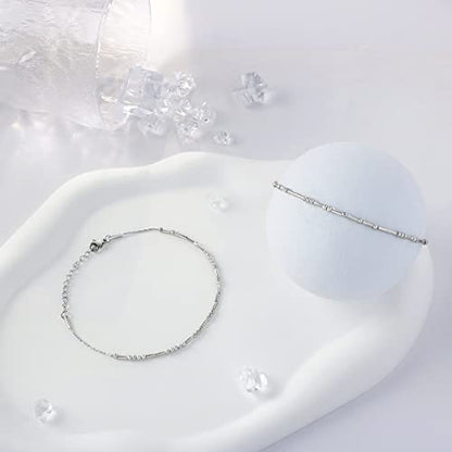 Morse Code Bracelets for Women, Gold Silver Stainless Steel Beads Bracelets - style: B*d*ss aunt-Silver