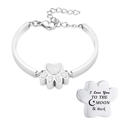Stainless Steel Paw Print Urn Bracelet Memorial Ash Keepsake Cremation Jewelry Dog Ashes Bracelet - color: Style 4