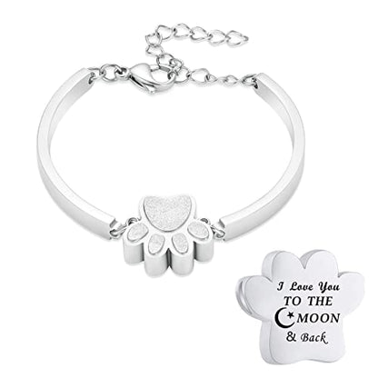 Stainless Steel Paw Print Urn Bracelet Memorial Ash Keepsake Cremation Jewelry Dog Ashes Bracelet - color: Style 4