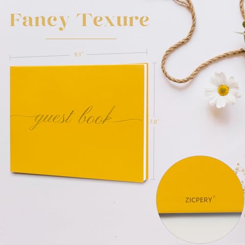 Elegant Wedding Guest Book - Perfect for Wedding Receptions, Baby Showers, Birthdays and Special Events - Polaroid Guest Book with 110 Lined Pages for Sign-in and Photos -Hardcover (Yellow) - color: Yellow