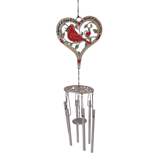 A Symbol of Hope Memorial Wind Chime, Cardinal Windchime for Loss of Loved One, 12 1/2 Inches, by Abbey + CA Gift