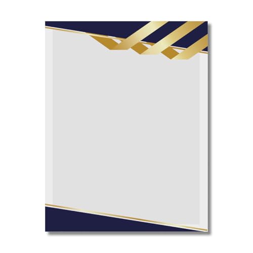 PaperDirect Grand Admiral Navy Gold Border Papers, Elegant Navy and Gold Design, 8.5 x 11, Acid-Free, Ideal for Invitations, Flyers, Announcements, Certificates, Scrapbooking, Cards, 25 Sheets - color: Grand Admiral Navy Gold