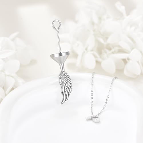 VONALA Urn Necklace Sterling Silver Memorial gifts for Ashes Keepsake Jewelry - style: Wing