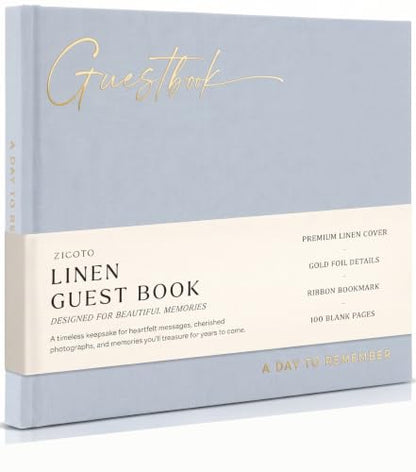 Beautiful Wedding Guest Book for Your Wedding Reception w/ Polaroid Photos | Simply Elegant Guestbook to Sign in and Add Photos - The Perfect Baby Shower Guest Book for the Special Day - color: Blue