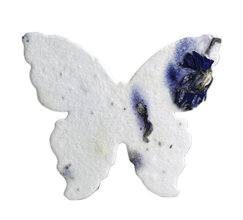 Bulk Seed Paper Butterfly Set of 100 with Recycled fibers and Petals 3 inch Wingspan (Blue 04s) - color: Blue 04s
