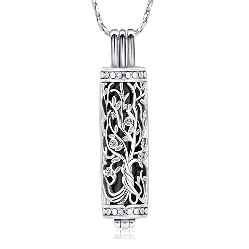 Imrsanl Cylinder Cremation Urn Necklace for Ashes of Loved One - color: Tree-Black