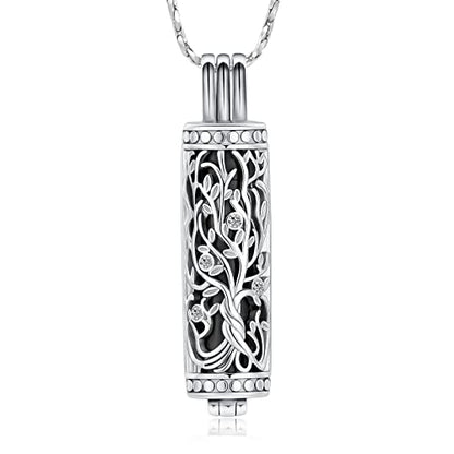 Imrsanl Cylinder Cremation Urn Necklace for Ashes of Loved One - color: Tree-Black