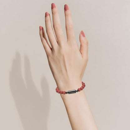 Oinsi Lava Rock Bracelet With Tube Memorial Urn Jewelry For Ashes Of Loved Ones Keepsake Cremation Bracelet Women Men Adjustable Length - color: Brown-Red