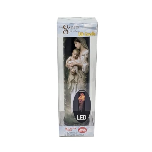 L'Innocence. LED Flameless Devotion Prayer Candle, Religious Gift, 6 Hour Timer for More Hours of Enjoyment and Devotion! Dimensions 8.1875" x 2.375"