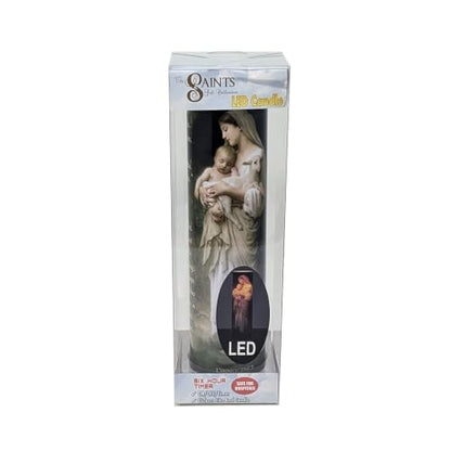 L'Innocence. LED Flameless Devotion Prayer Candle, Religious Gift, 6 Hour Timer for More Hours of Enjoyment and Devotion! Dimensions 8.1875" x 2.375"