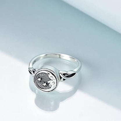 YAFEINI Moon and Star Urn Ring for Ashes Sterling Silver Memorial Keepsake Rings Cremation Jewelry for Women (10)