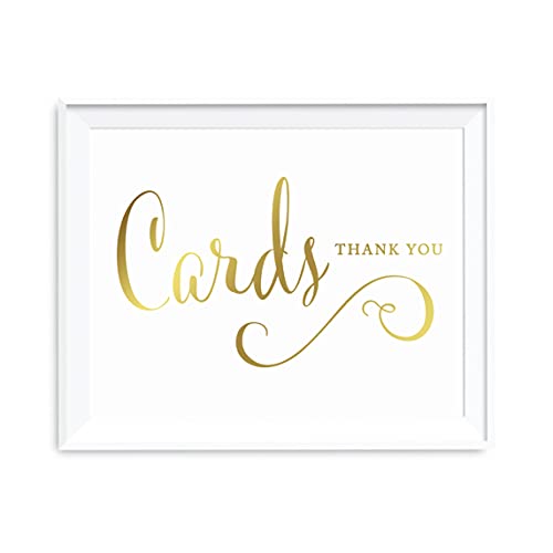 Andaz Press Wedding Party Signs, Metallic Gold Ink Print, 8.5-inch x 11-inch, Cards Thank You, 1-Pack, Birthday Baby Bridal Shower, Anniversary, Graduation, Unframed - color: CARDS THANK YOU