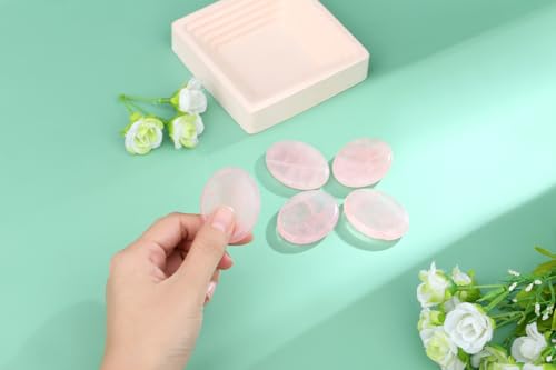 Thumb Worry Stone Rose Quartz Crystals Pink Healing Stones Palm Natural Mental Health Stress Relief Depression Gemstones Reiki Trinket Anxiety Relief Items Mother's Day Gifts for Women - color: Pink-rose Quartz
