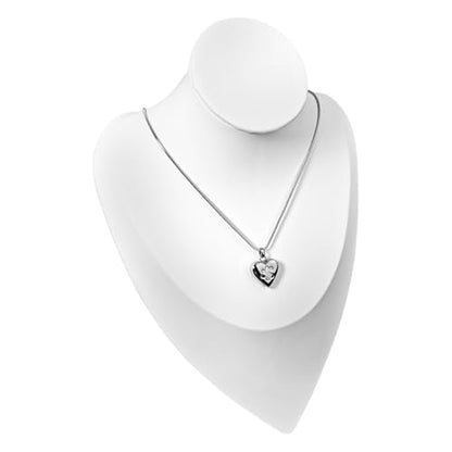 Paw Print Heart Pet Ashes Urn Necklace, Keepsake Pendant-Silver - style: Silver