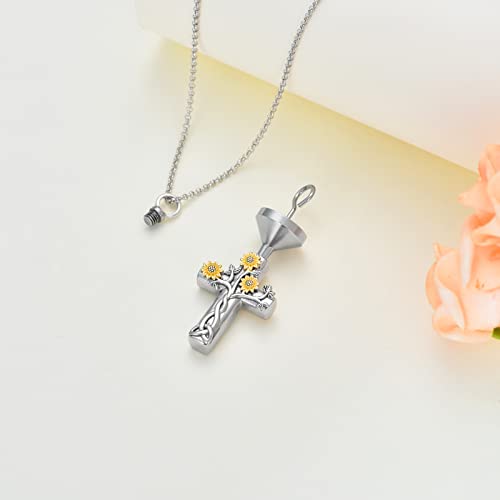 Cross Urn Necklace for Ashes 925 Sterling Silver Cremation Jewelry with Funnel Filler Kit Ashes Necklace for Human Women Girl Pets - color: G_Life of Tree Urn Necklace, style: Non-personalized