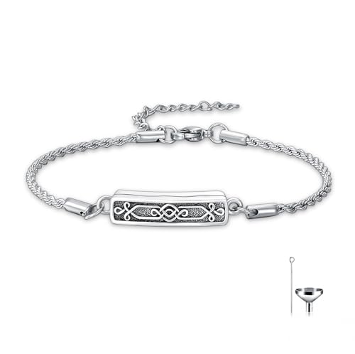 Urn Bracelet for Ashes for Women 925 Sterling Silver Bar Cremation Bracelet Cremation Memorial Keepsake Jewelry Gifts for A Loss of Loved Ones - style: Celtic Knot