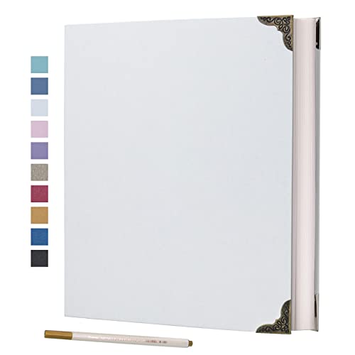 Vienrose 3 Rings Self Adhesive Photo Album 20 Sheets/40 Pages White | Hardcover, DIY Scrapbooking Kit, Paper Scrapbook, 9 x 10 6 inch, Lover Friends Kids Wedding - color: White, size: 9'' x 10.6''40Pages